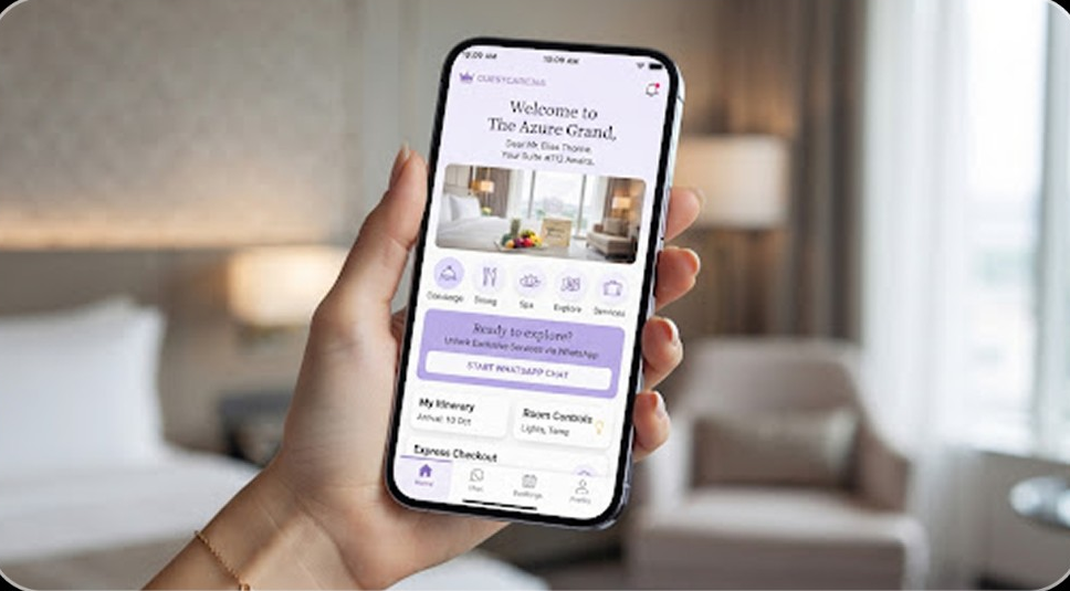 Guest receiving a welcome message on their phone before arrival