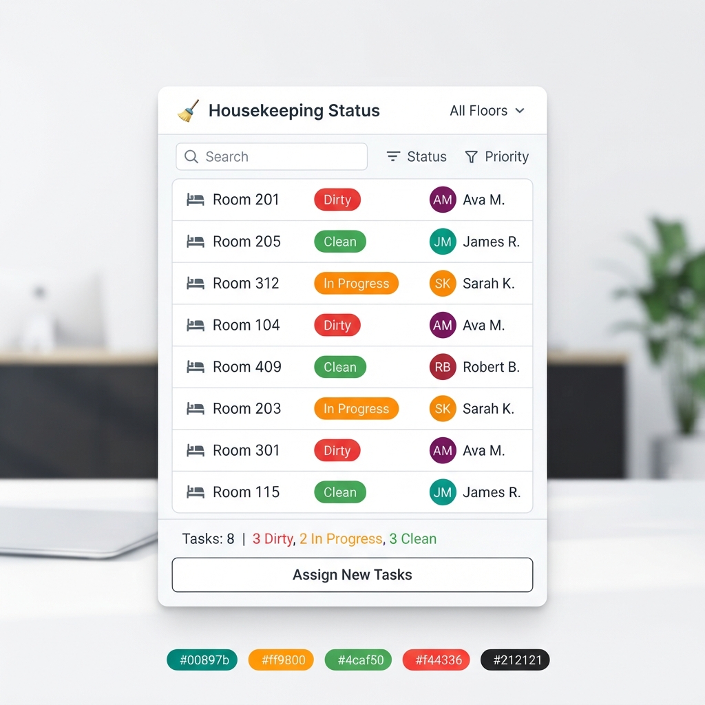 Housekeeping room status dashboard